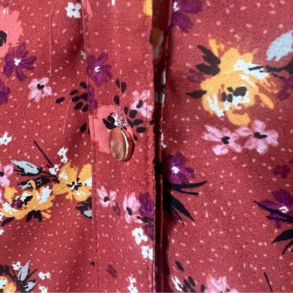 Maurices Ditsy Multicolor Floral Sleeveless Burgundy Red Button Blouse XL - Picture 6 of 11